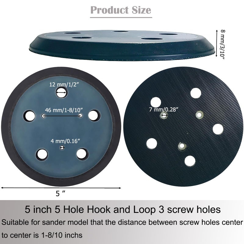 Tockrop 5-Inch Sander Pad for Porter Cable 333, 333VS Random Orbit Sanders - 5" 5 Hole Hook and Loop Replacement Sanding Pad for Wood-Working Automotive and Metalworking - Image 2